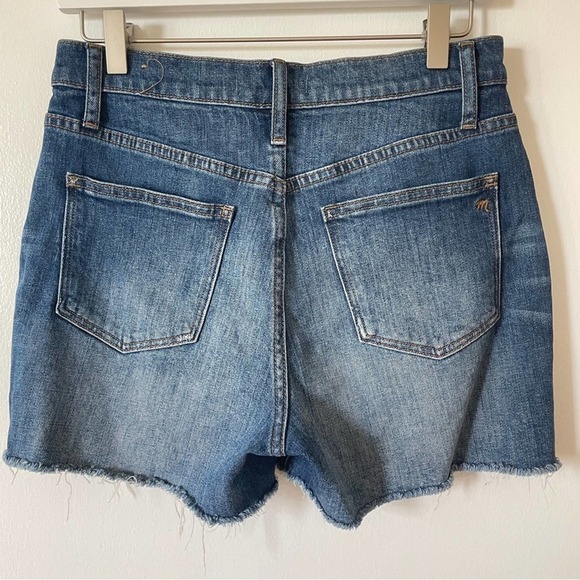 Madewell High-rise Cut-off Stretch Denim Shorts Frayed Whiskering Distressed 26 - Picture 3 of 8